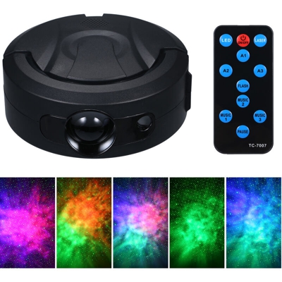 Asupermall - Luce del proiettore a stella con telecomando Colore RGB Effetto Oceanwave Controllo vocale Camera da letto Luce notturna per la