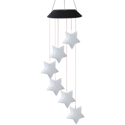 Asupermall - Lampada a campana a vento solare 6 colori che cambiano LED pupazzo di neve / fiocco di neve / stella,Stella