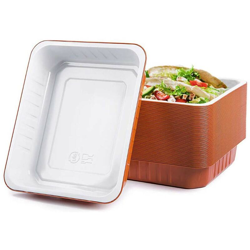 Vaschette in Alluminio 50pz Contenitore Monouso Alimenti 6 Porzioni Terracotta características