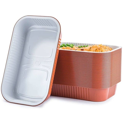 Vaschette in Alluminio 50pz Contenitore Monouso Alimenti 4 Porzioni Terracotta