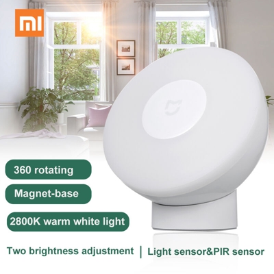 Xiaomi - Luce notturna a induzione Xiao-mi LED2 Luminosita regolabile del sensore intelligente del corpo umano a 360 gradi,1 PC