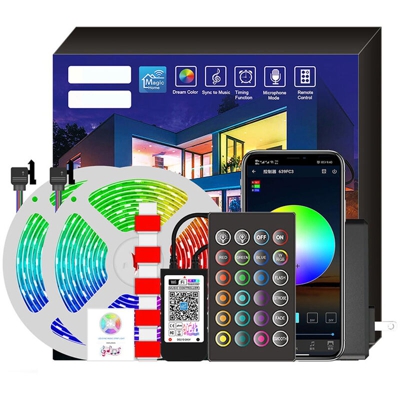 RGB Strip Light Intelligent LED Strip Light Illuminazione e regolazione musicale Controllo vocale 20 metri Spina americana 360 LED,Bianco | Spina USA