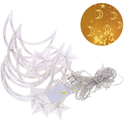 BZ1633 220v Eu Plug 138 Luci 6 Diverse luci di luna e stelle di notte Luci per tende Lampada a LED String Fata Luce Luci natalizie Lampada per tende