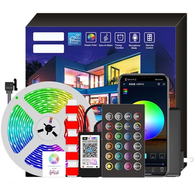 Asupermall - RGB Strip Light Intelligent LED Strip Light Illuminazione e regolazione della musica Controllo vocale 5 metri 300 LED Impermeabile IP65