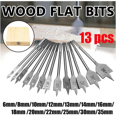Punte a forcella piatte per trapano per la lavorazione del legno da 13 pezzi 6-35 mm