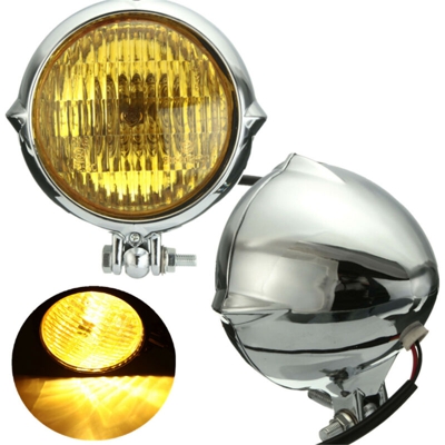 Lampada cromata per faro da moto da 4 pollici per Harley Bobber Chopper Sportster Custom SILVER