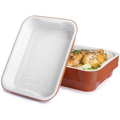 Vaschette Alluminio 25pz Contenitore Monouso Alimenti con Maniglie Terracotta