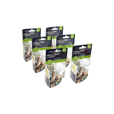 Mueller della luce 400300Â _ Set a +, Set di 3Â in 1Â LED a forma di goccia Switch DIM, Plastica, 5.5Â W, attacco E14, Bianco, 4.5Â x 4.5Â x 8.1Â cm