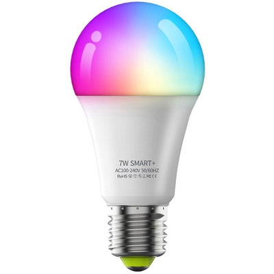 Supporta AlexaGoogle Controllo vocale Lampadina intelligente 7W Connessione RGB WIFI Lampadina regolabile con luminosita e colore,bianca