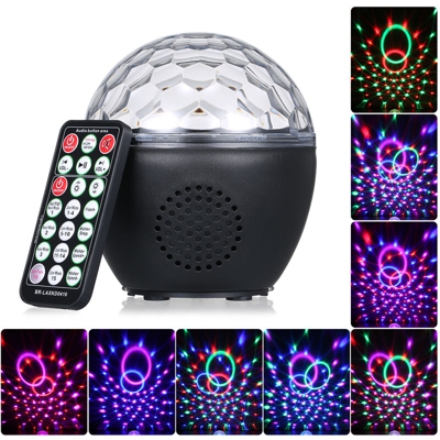 Luce a sfera da discoteca USB con telecomando IR Connessione BT Altoparlante musicale Luce attivata dal suono per feste Camera dei regali di