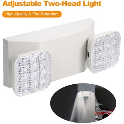 AC85-265V LED Lampada di emergenza a due teste regolabile 1800mAh a parete per batterie per uso commerciale residenziale e garage,bianca