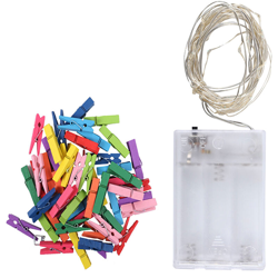 5M 50 luci stringa di luce + 50 pezzi di colore rettangolo clip di legno fai da te foto clip decorazione della festa nuziale di Natale,Rettangolo en oferta