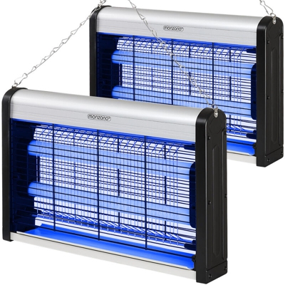 Zanzariera Elettrica UV LED Set da 2 Fulmina Zanzare Lampada Antizanzare Fulmina Insetti Cattura Zanzare 12Watt 50m² - Monzana