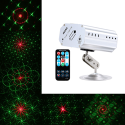 Mini luce da palcoscenico per proiezione laser AC100-240V 1W con 2 fori e 24 modelli, supporto semovente / controllo vocale / telecomando piccolo precio