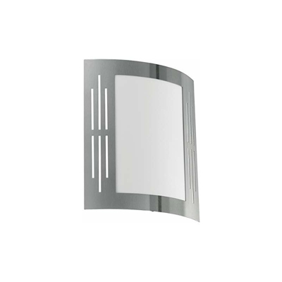 EGLO 82309 - Lampada da Parete in Acciaio Inox e plastica Bianca, Modello City, 1x 15W, Attacco E 27 (Lampadina Non Inclusa), IP33, 24 x 27 cm