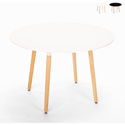 Tavolo rotondo in legno design wooden 100x100 cucina bar ristorante Moss | Bianco