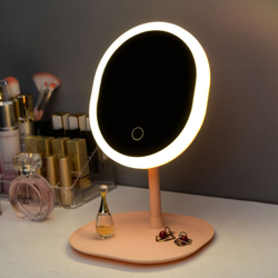Base quadrata per specchio per il trucco con lampada Specchio da tavolo per dormitorio ricaricabile con luce ricaricabile,Base quadrata 3 marce características
