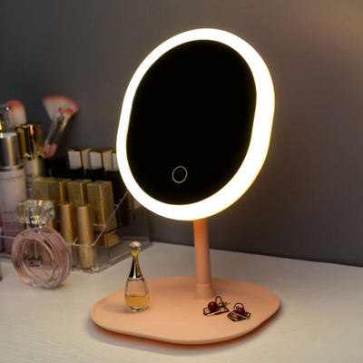 Base quadrata per specchio per il trucco con lampada Specchio da tavolo per dormitorio ricaricabile con luce ricaricabile,Base quadrata 3 marce