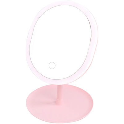 Specchio per il trucco con lampada Specchio da tavolo ricaricabile per dormitorio leggero,Base tonda 3 marce