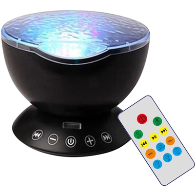 Telecomando USB a onde oceaniche Telecomando 7 Modalita di illuminazione Funzione timer Altoparlanti musicali LED macchina Luce notturna per bambini