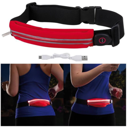 Paulmann Waist Bag Red Rechargeable 70968-Tracolla da Corsa a LED con Scomparto per Smartphone, incl. 1 Marsupio da 0,4 Watt, Luminoso, in Tessuto en oferta