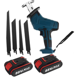 Kit da taglio per legno in metallo con sega alternativa a batteria ricaricabile 88V con spina europea (blu, UE con 2 batterie) características