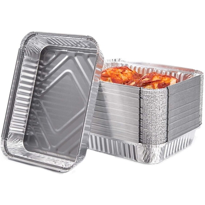 Vaschette in Alluminio 100pz Contenitore Monouso per Alimenti 4 Porzioni 22x17cm