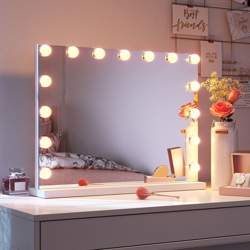 SIRHONA Specchio per il Trucco con LED Illuminato 58x45.5x12 cm, 15 Lampadine e Tocco 3 Colori Regolabili, Luci specchio Hollywood Vanity Mirror precio