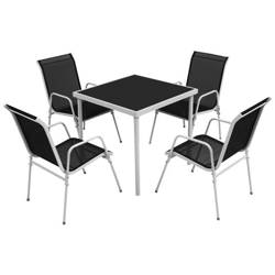 5 Pz Set Mobili da Pranzo per Esterni Nero en oferta