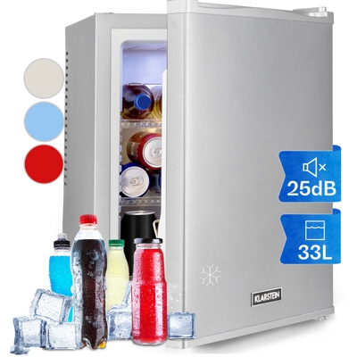 Klarstein Happy Hour 32, minibar, 32L, 5-15°C, EEC A+, silenzioso, 0dB, luce a LED, argento