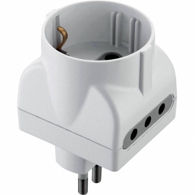 Adattatore Triplo 10A-2Pr.10A+1 Sc.Bia Fig.15