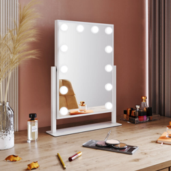 SIRHONA Hollywood specchio trucco illuminato con lampadine LED 35.5x8.5x47.5cm, 15 Lampadine e Tocco 3 Colori Regolabili, Rotazione di 360° - Bianca características