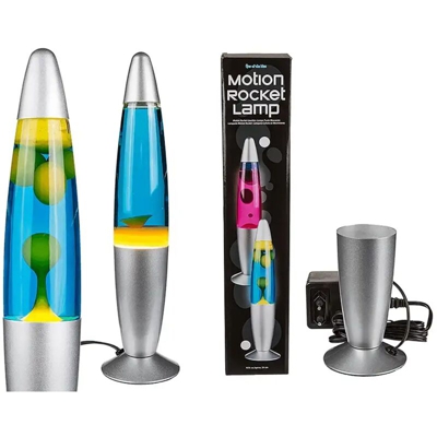Lampada Motion Rocket Giallo Blu - Lava Lamp Gu4 Altezza 34 CM