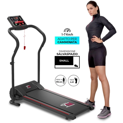 YM TAP70 Tapis ROULANT Elettrico Pieghevole SALVASPAZIO 7 KM/H per Camminate, Super Compatto, 3 PROGRAMMI, Facile, Display con Velocita' Distanza