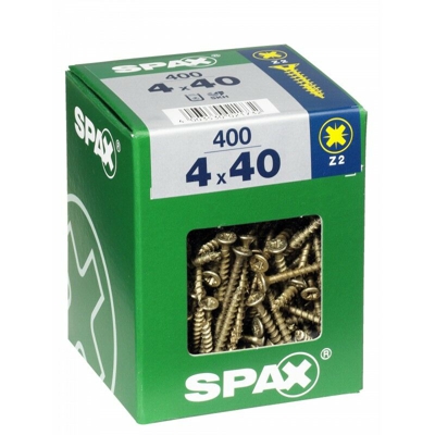 Lotto 400 Svasata Viti In Acciaio Testa Pozidriv Spax, Diam.4 Mm X Mm L.40