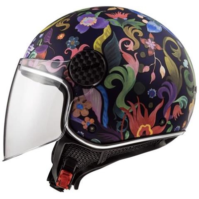Casco Moto Jet Ls2 Sphere Lux Bloom Deco - Nero