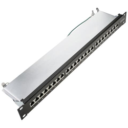 Patch panel rack 24 RJ45 Cat. 6A FTP 1U nero con pettine per la gestione dei cavi en oferta