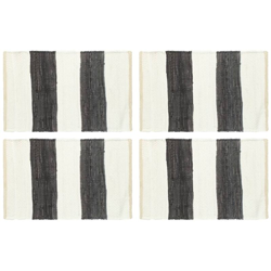 Imagen de vidaXL Tovagliette 30x45 cm in Cotone Chindi Strisce Antracite Bianco 4 pz - Grigio al mejor precio vidaXL Tovagliette 30x45 cm in Cotone Chindi Strisce Antracite Bianco 4 pz - Grigio características