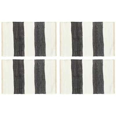 vidaXL Tovagliette 30x45 cm in Cotone Chindi Strisce Antracite Bianco 4 pz - Grigio