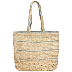 Borsa a Spalla Fatta a Mano Juta Naturale Strisce Verde Oliva - Marrone - Vidaxl precio