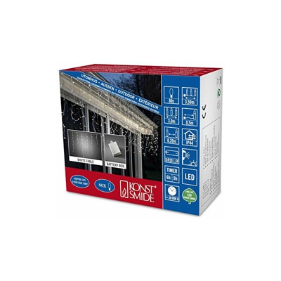 Konstsmide 3739-102 - Catena luminosa LED con interruttore on/off e sensore luminoso, timer per 6 e 9 ore, adatta a esterni (IP44), 80 diodi a luce