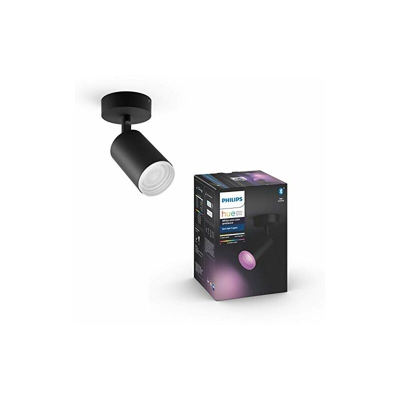 Philips Hue White And Color Ambiance Fugato Faretto Connesso Singolo Orientabile, Nero, Lampadina Attacco Gu10 Inclusa