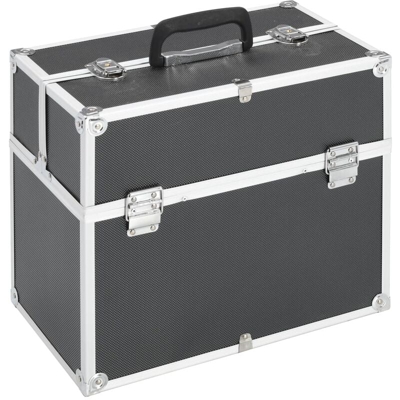 vidaXL Valigia per Cosmetici 37x24x35 cm Nera in Alluminio - Nero