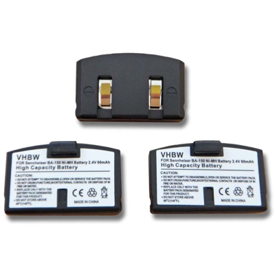 Set 3x Batteria Ni-MH 60mAh (2.4V) per cuffie auricolare Sennheiser IS150, IS300, IS380, RS4, RS5, HDR40, HDR54 come BA-151, BA151, BA-150, BA150