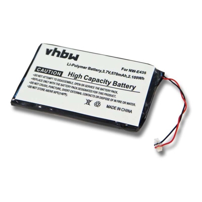 batteria compatibile con Sony NWZ-E438FPNK, NWZ-E438FRED, SOK-NWZ-E435F(B) MP3 music player lettore musicale (570mAh, 3,7V, Li-Poly) - Vhbw