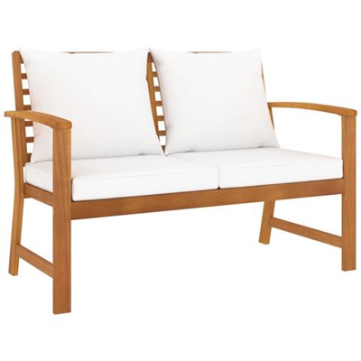 Panca Da Giardino 120 Cm Con Cuscino Crema In Legno Di Acacia