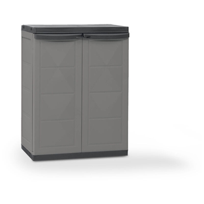 Oto Top Italy - Armadietto basso in plastica 2 ante ripiano regolabile casa giardino H85cm Shorty