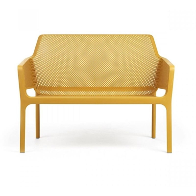 Panca panchina net bench per giardino veranda esterno due posti in fiberglass (senape)