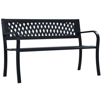 Panchina da Giardino 125 cm Nera in Acciaio