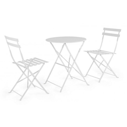 Set Tavolo e 2 Sedie da Esterno Giardino Pieghevole Alluminio Terrazzo Bistrot - Colore principale: Bianco características